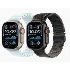Apple Watch Ultra 2 (GPS + 蜂窝网络)；49 毫米黑色钛金属表壳；黑色钛金属米兰尼斯表带